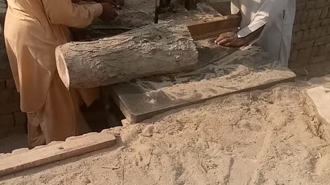 wood cutting machine in village