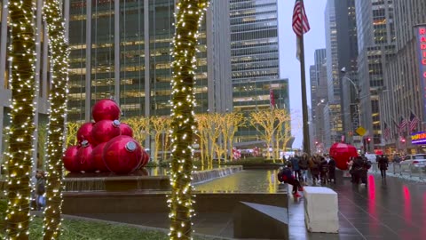 Fifth Avenue Splendor: Rainy Winter Walk 2023 - NYC's Luxury Lane