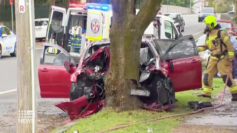 Five teens in critical condition after fiery crash in Sydney | 9 News Australia