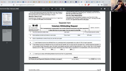 The difference between W-4V, W-8BEN, W-8BEN-E and the 1040-NR