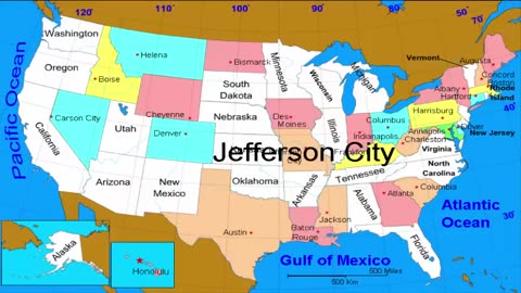 50 States and Capitals of the United States of America | Learn geographic regions of the USA map