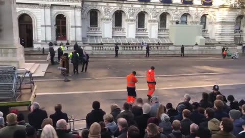 Crowds gather at the Cenotaph ahead of Remembrance Sunday service