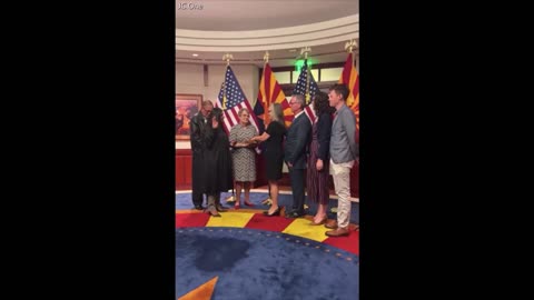 Giddy Katie Hobbs Laughs While Taking The Oath Of Office