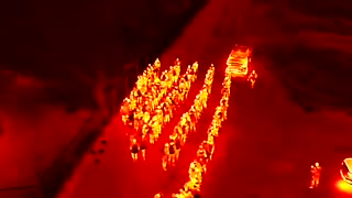 Thermal Drone of Illegals Heading Though Eagle Pass Border Texas