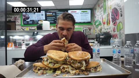 MONSTER JERK CHICKEN SANDWICH CHALLENGE | Jamaican Food Challenge | Man Vs Food