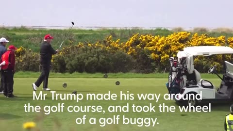 Trump golfing on his visit to Scotland