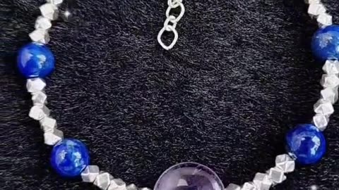 GN-20240925-01 S925 Silver Square Bead Lapis Gold Bead Amethyst Fashion Bracelet Versatile