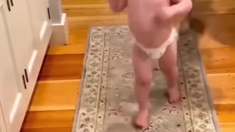 Cute baby enjoys playing with dog #shortsfeed #cute #baby #cutebaby #trending.mp4