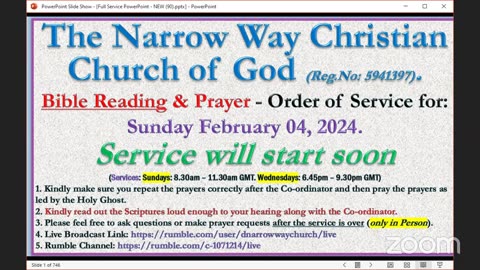 The Narrow Way Christian Church of God - Sunday Service - 04/02/2024