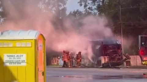 Metro Bus caught fire on Veterans Memorial near Fallbrook