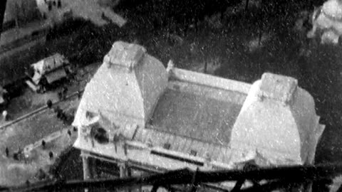 Panoramic View From The Elevator Of The Eiffel Tower (1900 Original Black & White Film)