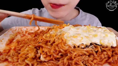 ASMR MUKBANG｜CORN CHEESE FIRE NOODLES EATING SOUNDS