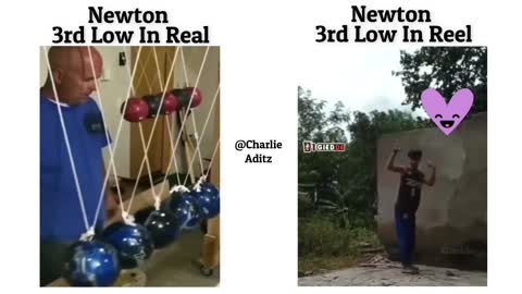 Newton 3rd Law in Real Vs Newton 3rd Law In Reel !! Memes #viralmemes #meme