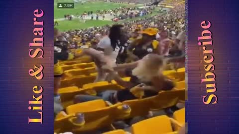 Fans fight during steelers vs Lions game " Woman punched in the Face