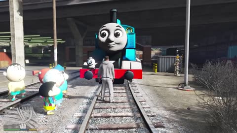 Franklin First Thomas Train Experience With Shinchan Friends in GTA 5 Part1_720p