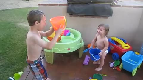 Baby laughing at big brother - simple happiness!