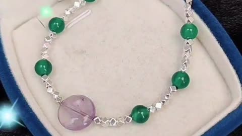 GN-20240927-01 Fashionable and delicate faceted S925 silver bracelet natural chrysoprase amethyst