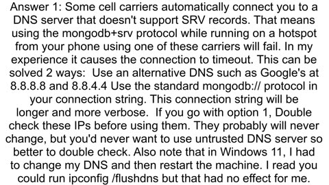 Connecting to MongoDB via a hotspot is not working