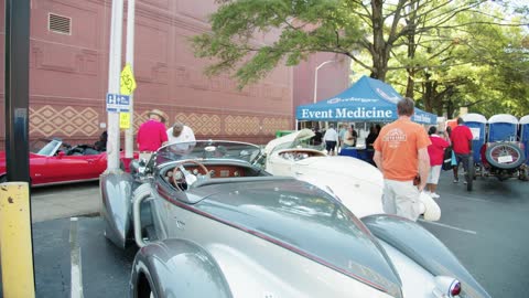 Vintage Cars On Display In A Car Show Event