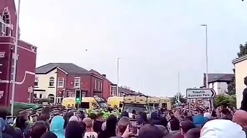 people protest in Southport after yesterday’s horrendous attack, chanting “who the fuck Allah”