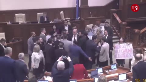 Hand-to-hand fight with pro-Russian deputies in the Moldovan parliament