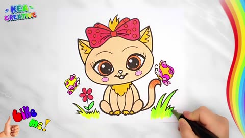 Coloring Sweet Cat - How To Color Sweet Cat - @KeaCreative2