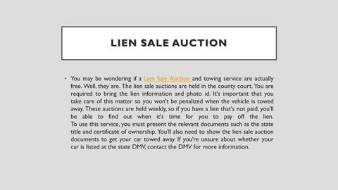 Lien Sale Auction and Towing Service