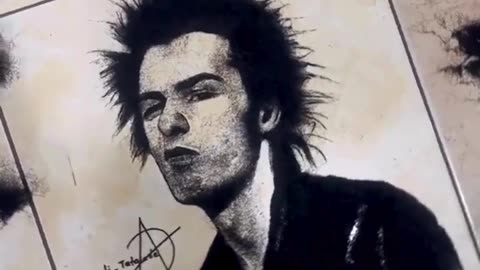 Art in Every Strand: Barber Crafts Sid Vicious Portrait! 🎨✂️🖼️👨‍🎤🔥❤️