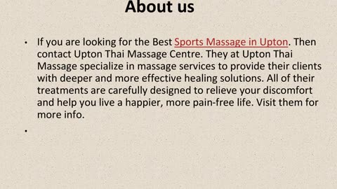 Get The Best Sports Massage in Upton.