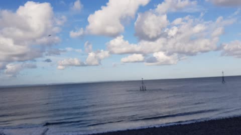 Minehead beach Dorset. Overlooking the sea towards Wales