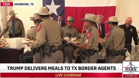 President Trump serves meals to US Border Patrol agents in Texas