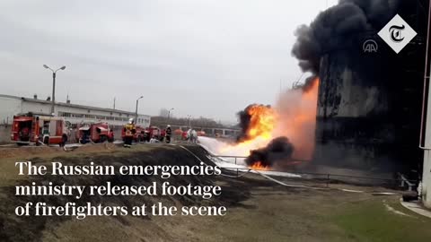 Huge explosion as Russia accuses Ukraine of striking fuel depot in Belgorod