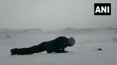 Old man exercise on Himalaya