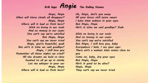 LYRIC SONG Angie The Rolling Stones