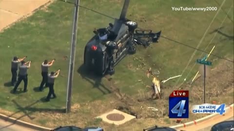 SUV Crashes Through Utility Police During Police Pursuit