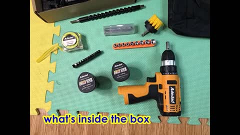 Review: Adedad Cordless Drill 46pcs Electric Drill Set with 12V x 2 Battery Power Tool Set Home...