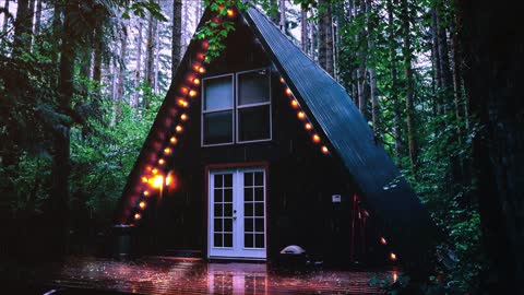 sound of rain in the cabin in the forest, rain relax to sleep