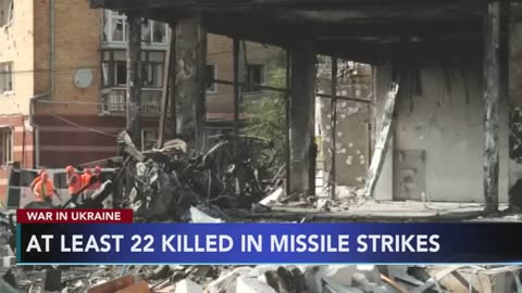 At least 22 killed after Russian missiles hit office buildings, Ukrainian officials say