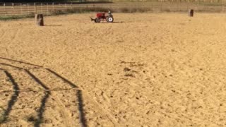 Lovin his little tractor