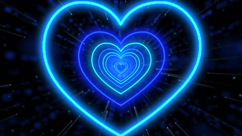 178. Neon Lights Love Heart Tunnel Background💙Blue Heart