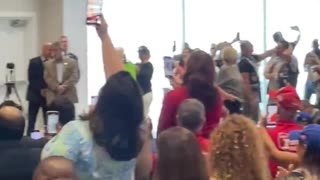 People chanting “Let’s Go Brandon” at Gov. DeSantis Election Integrity press conference