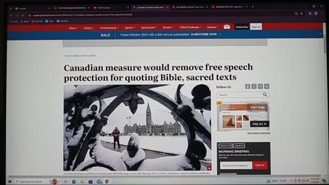 CANADIAN MEASURE WOULD REMOVE FREE SPEECH PROTECTION FOR QUOTING BIBLE, SACRED TEXTS.