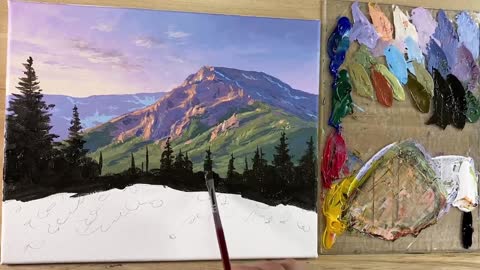 The detailed acrylic landscape painting process, come and learn together, you can too