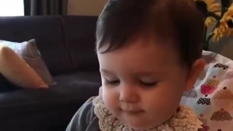 Baby Angilika Playing With Yougurt Cup while Eating