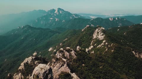 aerial footage of mountains peak