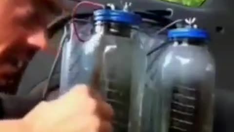 This guy is using a kit to separate hydrogen from water to fuel his car