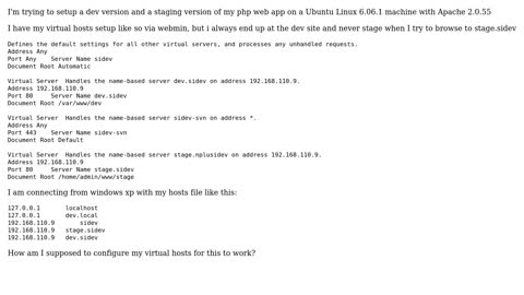 How to : configure apache virtual hosts for a development machine?
