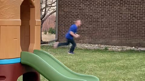 Escaped Rooster Chases a Boy During Birthday Party