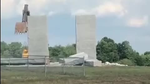 The Georgia Guide Stones being completely demolished after being damaged by explosion!😁