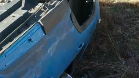 Car Bounces off Safety Rails Before Leaving Road